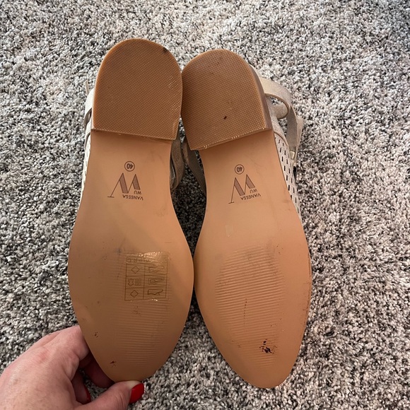 Vanessa Wu Metallic Gold Leather Perforated Ankle Boots - Picture 3 of 7